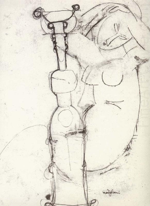 Sheet of Studies with African Sculpture and Caryatid, Amedeo Modigliani